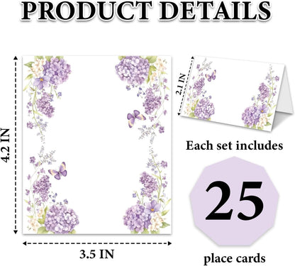 Blue Floral Place Cards for Table Setting, Birthday Baby Shower Folded Tent Cards Wedding Seating Cards for Bridal Shower, Anniversary, Engagement Food Name Card for Party Decoration, 25pcs /A10