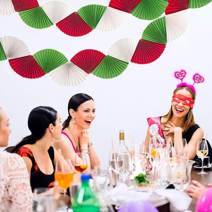 Paper Fan Garland - Paper Fan Garland Party Decorations - Perfect for Birthday Parties, Holiday Decorations, Family Gatherings, Weddings and More (Red)