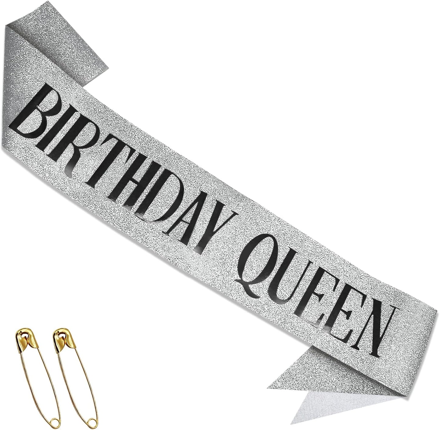 RUDONG M Birthday Queen Sash Glitter - Gold Birthday Sash for Women & Girls | Sweet 16/18th/21st/30th/40th/50th/60th/70th, All-Age Celebration Party Decor