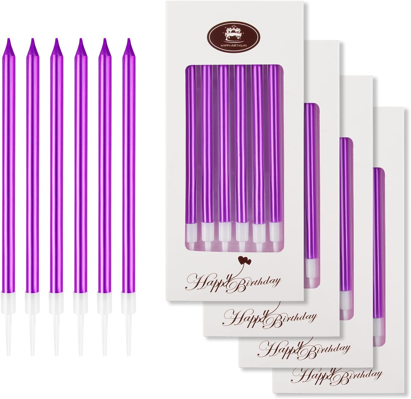 BEAN LIEVE 24-Count Birthday Candles - Long Thin Cake Candles Slow Burning Candles for Birthday, Wedding, Lucky Party Decoration (Champagne Gold)