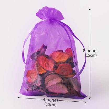100PCS White Organza Bags, 4x6 Inch Small Mesh Bags Drawstring, Jewelry Gift Bags for Easter, Party, Festival, Bathroom Soaps, Makeup