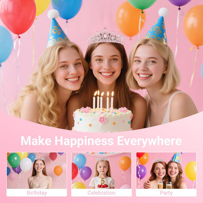 Birthday Tiara and Crown with Sash, Birthday Tiara for Women Party Silver