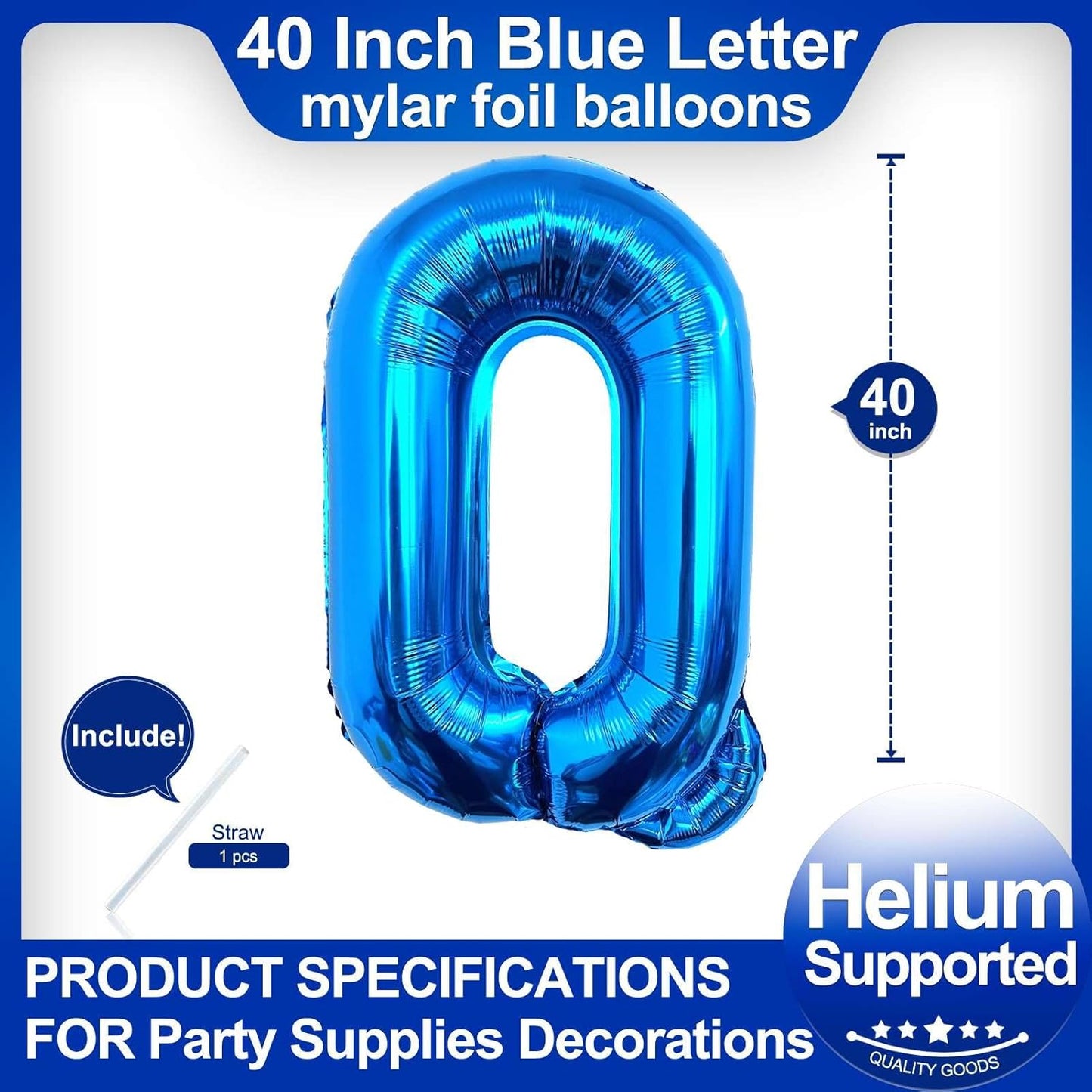40 Inch Blue Letter A Balloons, DIY Phrase Foil Alphabet Letter A Balloons DIY Word A Banner for Birthday Anniversary Celebration Graduation Party Supplies Decoration