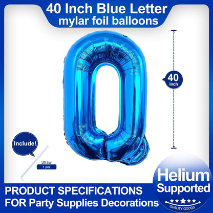 40 Inch Blue Letter A Balloons, DIY Phrase Foil Alphabet Letter A Balloons DIY Word A Banner for Birthday Anniversary Celebration Graduation Party Supplies Decoration