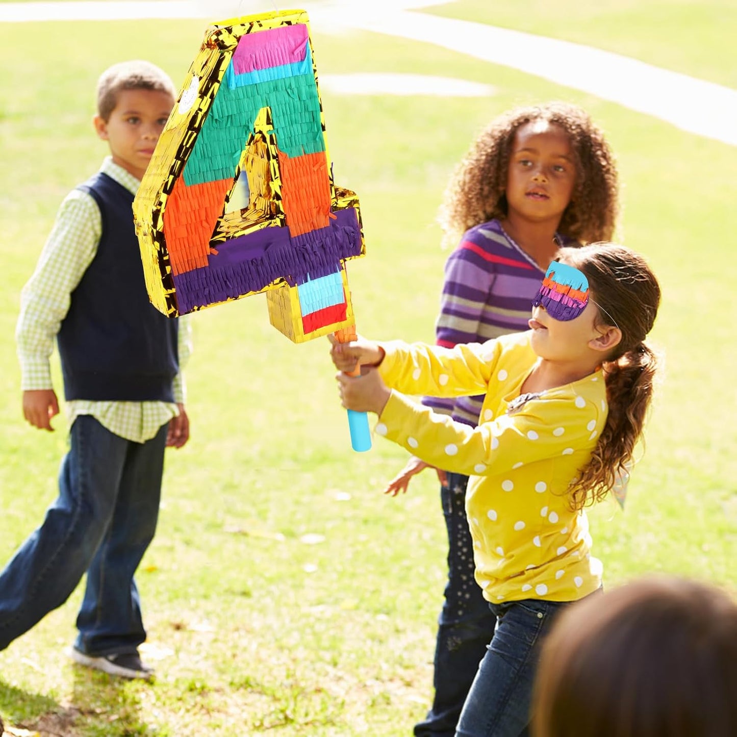 Dinosaur Pinata - Dinosaur Decorations with a Blindfold and Bat for Boys Girls Animal Themed Birthday Party Kids Classroom Game Decorations Supplies (15.7 x 11.4 x 3.1 Inches)