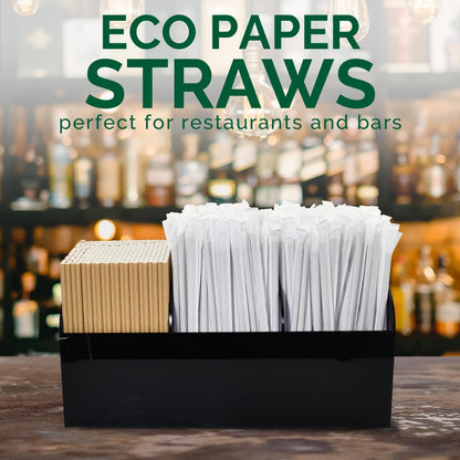 Black Paper Straws 1000 Count - 7.75" x 0.24", 100% Biodegradable & Compostable, Disposable Drinking Straws Bulk - Cocktail, Bars, Restaurants