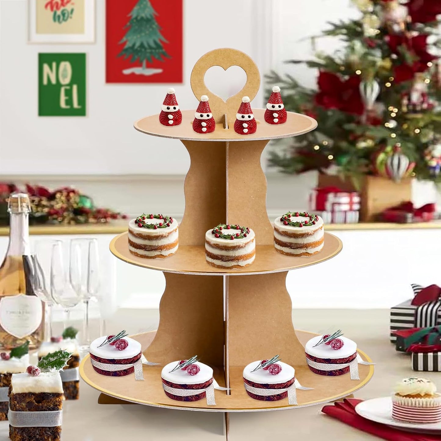 Soleebee 3-Tier Round Cupcake Stand, Cardboard Cupcake Tower, Dessert Cup Cake Stand Tower for Birthday Wedding Party Decoration, Cupcake Tier Stand 1 Set (Hot Pink)