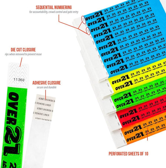 200 WristCo Tyvek Wristbands VIP Star Variety Pack - ¾” x 10”- Waterproof Recyclable Comfortable Tear Resistant Paper Bracelets Wrist Bands for Events Concert Festival Admission Party