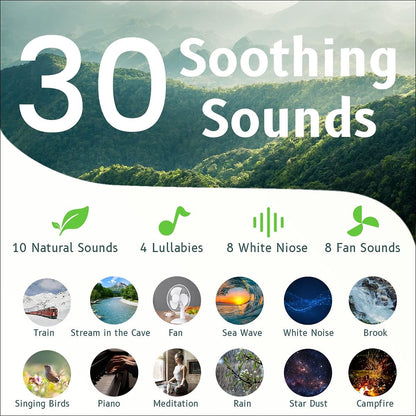 Sound Machine Easysleep White Noise Machine with 25 Soothing Sounds and Night Lights with Memory Function 32 Levels of Volume and 5 Sleep Timer Powered by AC or USB for Sleeping Relaxation (White)