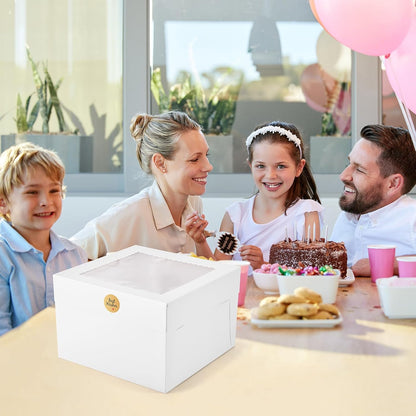 12Pcs 8x8x8 Inches Cake Boxes, Pink Square Bakery Boxes with Window, Disposable Cake Carrier Container for Pastries, Pie, Cookies, Chocolates, Cupcakes, Birthday Party, Wedding