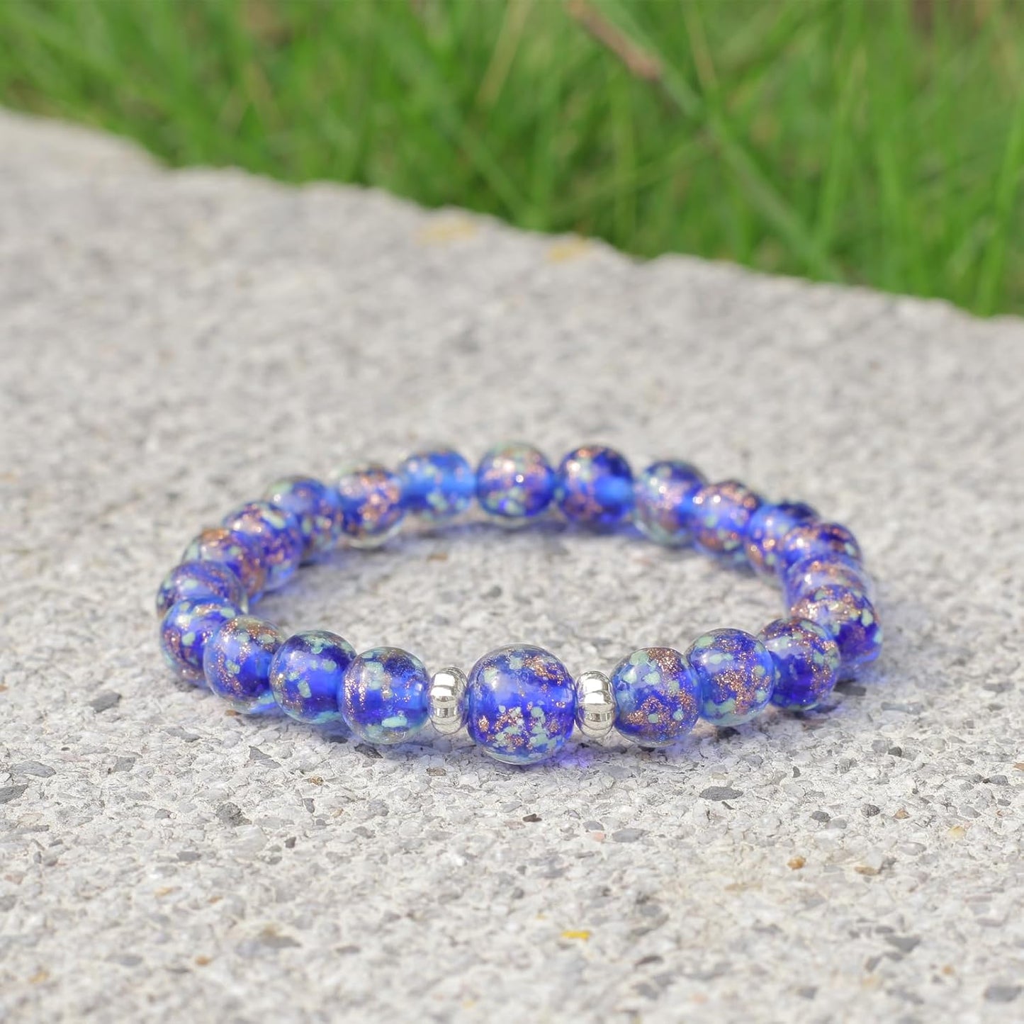 Glass Beaded Bracelet Glowing Bracelet Luminous Beads Bracelet for Women Glass Mermaid Bracelet Bangles Anti Anxeity Healing Energy