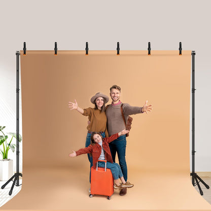 Backdrop Stand, Adjustable 10x7.5 FT Background Stand Backdrop for Parties, Photo Video Studio, Portable Photography Backdrop Stand with Carrying Bag, 6 Backdrop Clamps, and 2 Stand Bags
