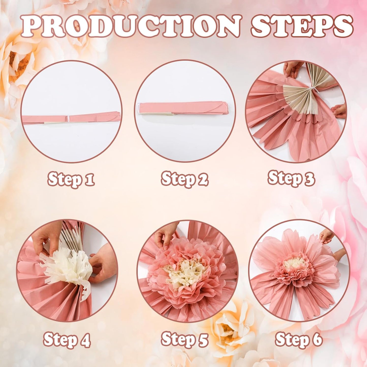 Giegxin 20 Pcs 31.5'', 23.6'', 11.8'', 9.8'' Pink Giant Paper Flower Boho Large Tissue Flower for Wall Pink Pom Pom Floral Decoration for Wall Wedding Bridal Shower Classroom Tea Party Birthday Decor