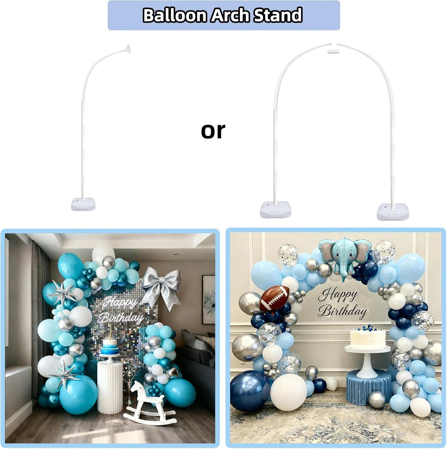 Balloon Arch Stand Kit 9ft &5.6ft,Heavy Duty Base With Water Filling Bag,White Bendable Half Arch Balloon Arch for Birthdays Holiday Decorations And Other Indoor And Outdoor Parties No Balloons