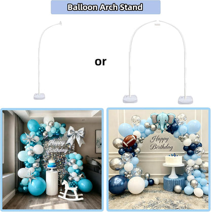 Balloon Arch Stand Kit 9ft &5.6ft,Heavy Duty Base With Water Filling Bag,White Bendable Half Arch Balloon Arch for Birthdays Holiday Decorations And Other Indoor And Outdoor Parties No Balloons