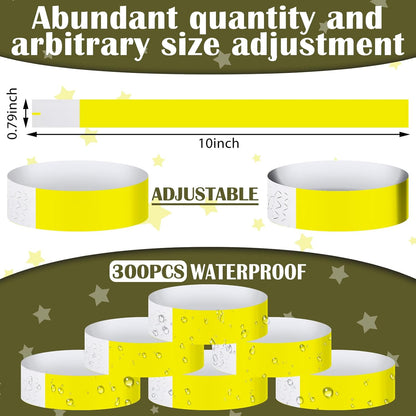 Tudomro 300 Pieces Paper Wristbands for Events Waterproof Neon Bracelets Concert Identification Wristbands Hand Bands Events Adhesive Bracelets for Party(Pink)