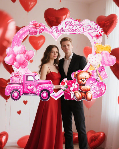 Valentine's Day Photo Booth Frame,Handheld Selfie Photo Booth Props for Parties, Family Photos, Wedding, Holiday, Valentine's Day Party Decorations