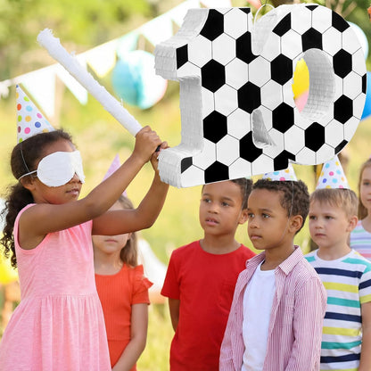 Gemscream Number 9 Soccer Piñata Bundle with Blindfold and Stick Small Piñata Party Decoration for Mexican Fiesta Cinco De Mayo School Anniversary Football Party Celebration Gift 15.75 x 11 x 2.8 in