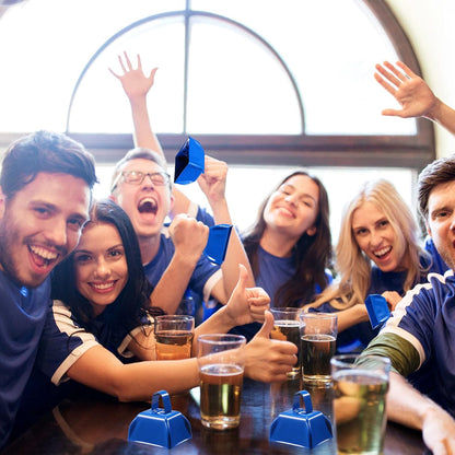 Zhengmy 24 Pcs Metal Cowbells Noisemakers with Handles, Cow Bells Noise Makers for Sporting Events 3 Inch Bulk Cheering for Football Baseball Games Team Wedding Celebrations(Blue)