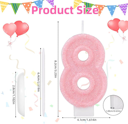Pink Number One Birthday Candles, Romantic Cake Glitter Pink Number 1st Candles Anniversary Cake First Topper Decoration Cute Birthday Party Supplies for Wedding Anniversary Celebration Supplies (1)