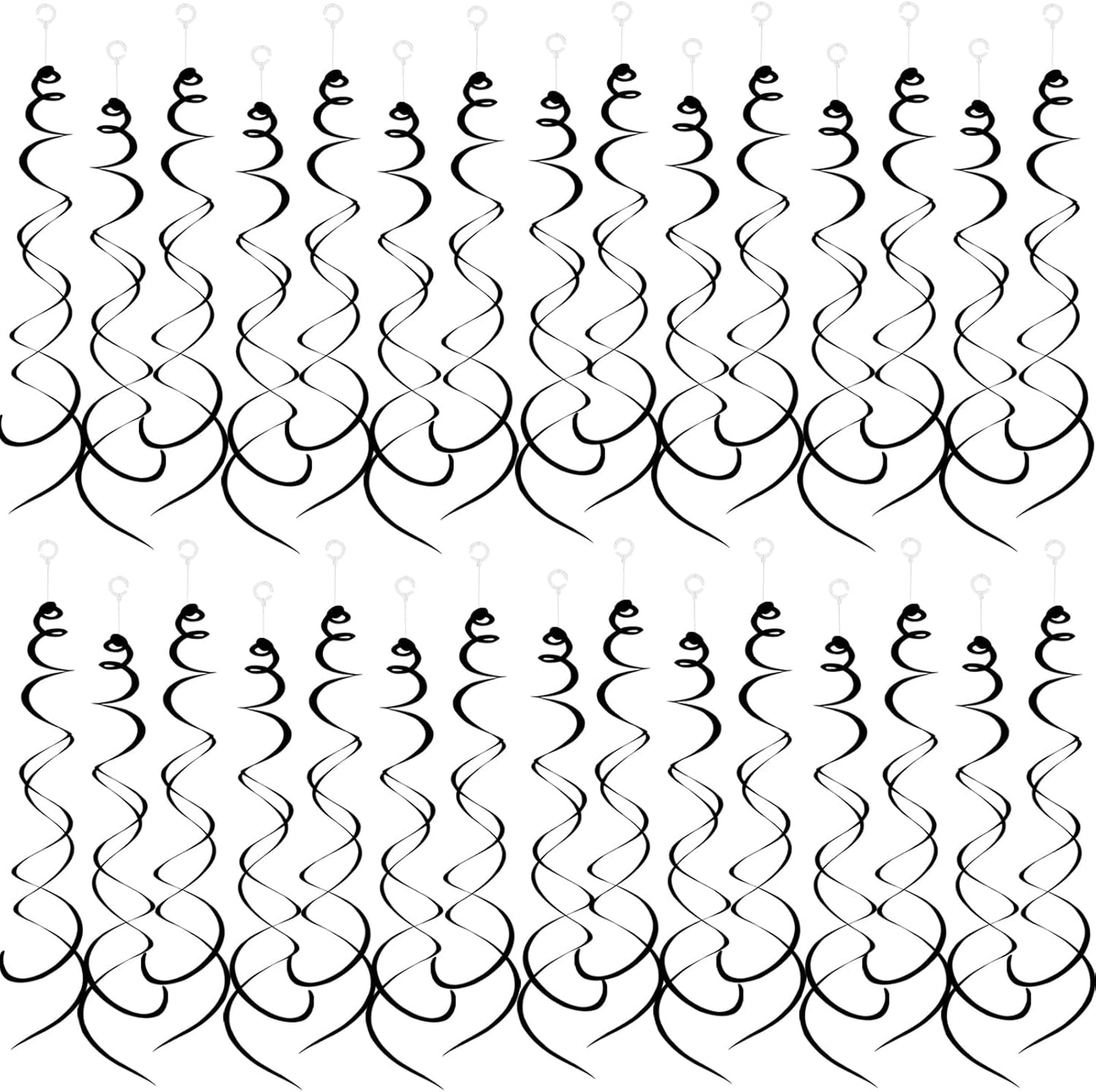 30 Pieces Hanging Swirl Party Decorations Foil Decorations Ceiling Swirl Spiral Hanging Plastic Streamer for Ceiling Birthday Graduation Wedding Celebration Baby Shower Party Supply (Black)