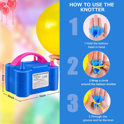 QIPUMP Balloon Pump Electric,110V 600W Balloon Blower Inflator Dual Nozzle Air Pump Balloons Inflator for Decoration, Party, Sport,Gifts:2 Balloon Tying Tools
