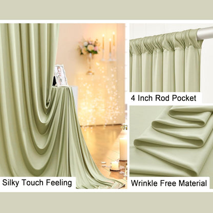 10 ft x 10 ft Wrinkle Free White Backdrop Curtains for Wedding Parties, Polyester Photography Backdrop Drapes for Birthday Parties Stage Backdrop Stand, 2 Panels 5x10FT Background Curtains