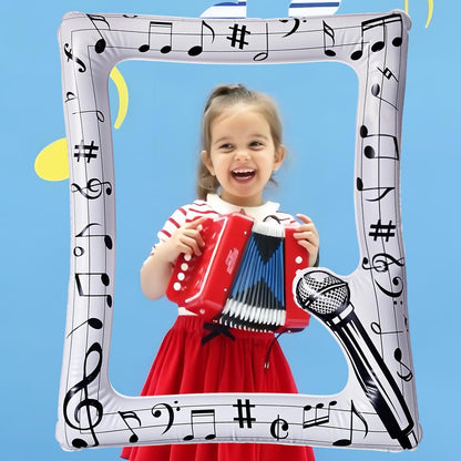Music Notes Party Inflatable Selfie Photo Frame Music Party Blow up Picture Frame Karaoke Themed Party Supplies for Musical Concert 50's Birthday Wedding Hen Bachelorette Party