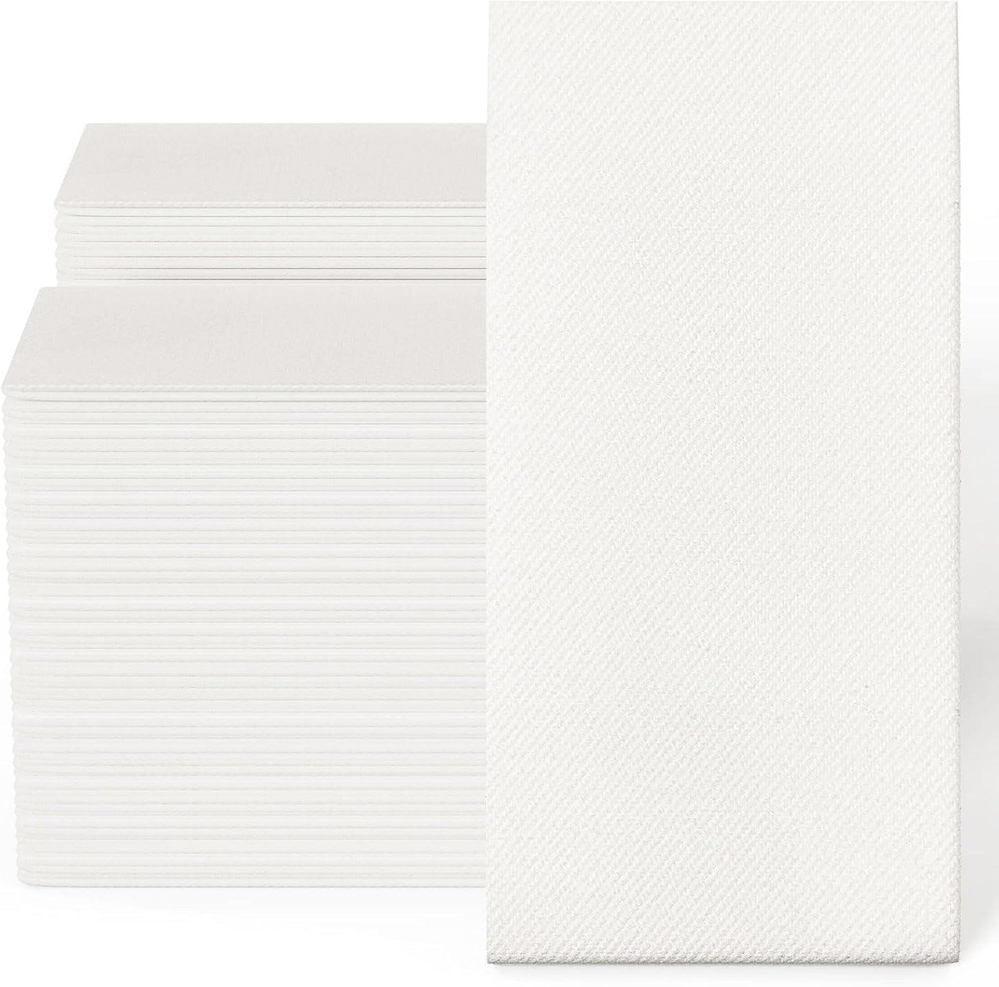 JOLLY CHEF 100 Disposable Hand Towels, Soft and Absorbent Linen Feel Dinner Napkin, Elegant Decorative Paper Guest Towels for Kitchen, Bathroom,Thanksgiving, Weddings,Parties, Gold and White