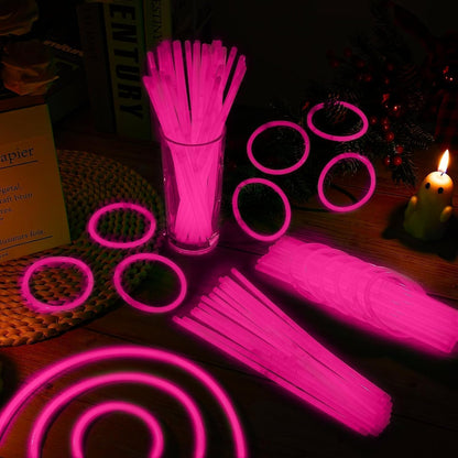 40 Pack 8” Red Glow Sticks Bracelet Necklaces Bulk with 40 Connectors Neon Glow In The Dark Party favors Supplies for Holiday Birthday Party Decoration (Red)