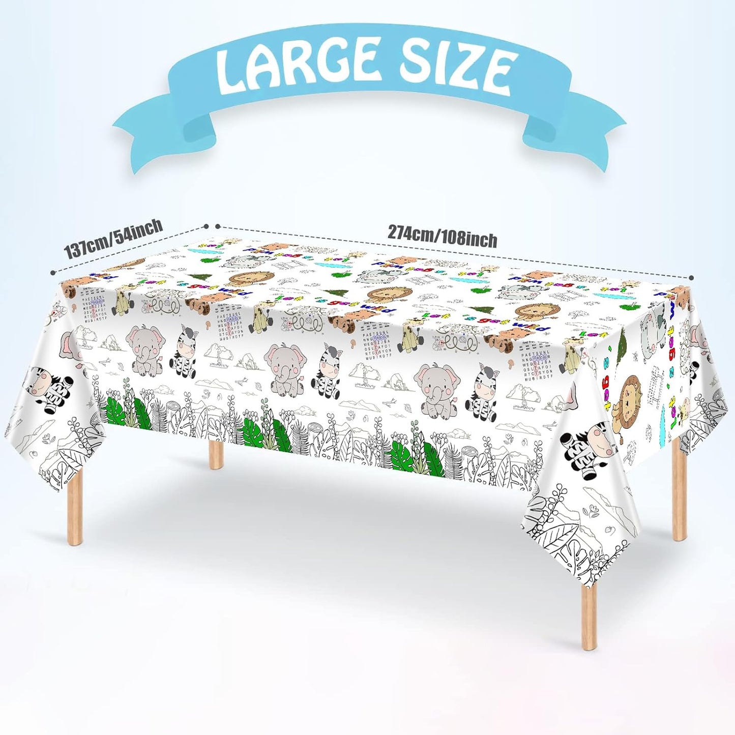 Giant Construction Party Coloring Tablecloth for Kids - Huge Construction Theme Table Cover Large Dump Truck Vehicle Painting Poster for Children Birthday Party Supplies 54x108 Inch