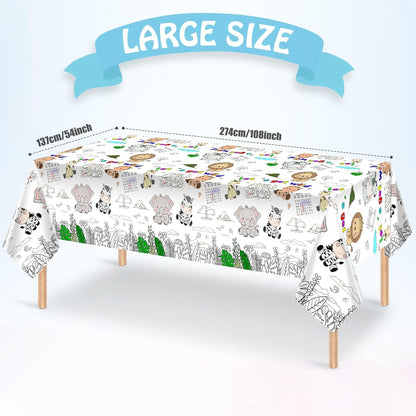 Giant Construction Party Coloring Tablecloth for Kids - Huge Construction Theme Table Cover Large Dump Truck Vehicle Painting Poster for Children Birthday Party Supplies 54x108 Inch