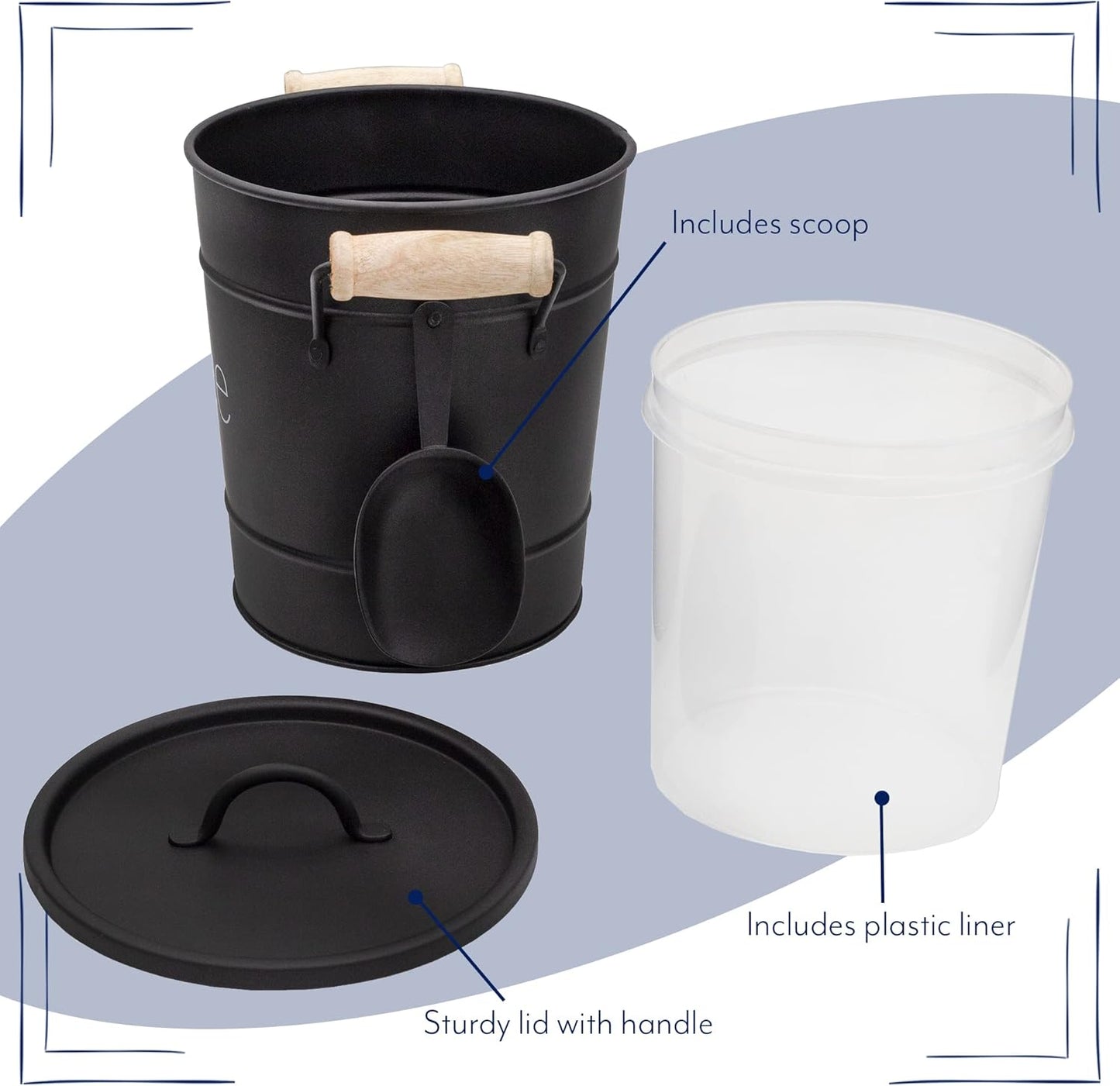 AuldHome Design Rustic Enamelware Ice Bucket; White Farmhouse Style Insulated Ice Server