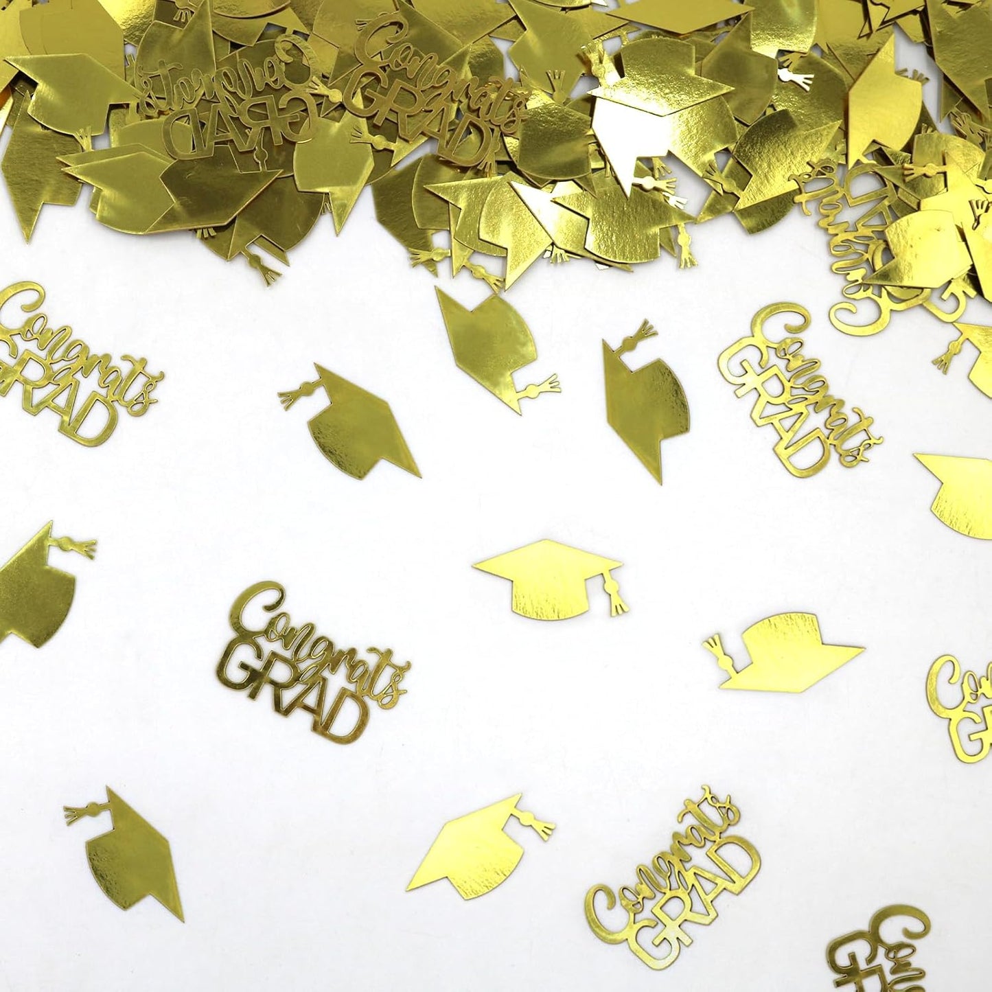 200PC Gold Graduation Confetti Class of 2026 Congrats Grad Confetti for Table Grad Cap Scatters for Graduation party decorations 2026