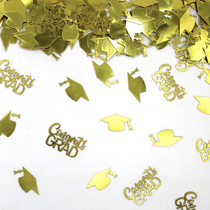 200PC Gold Graduation Confetti Class of 2026 Congrats Grad Confetti for Table Grad Cap Scatters for Graduation party decorations 2026