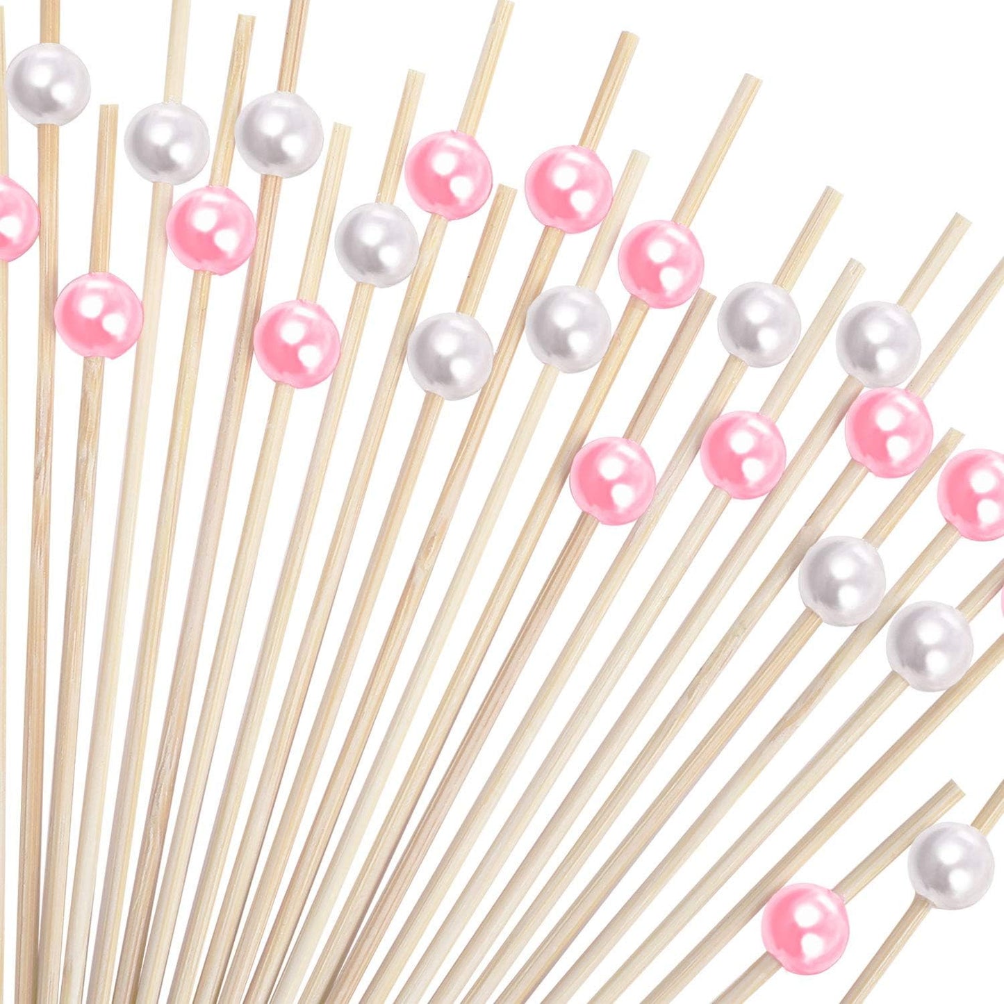 Blulu 200 Pack Cocktail Picks Fancy Toothpicks for Appetizers 4.7 Inch Pearl Cocktail Skewers for Drink Bamboo Flavored Stick Charcuterie Fruit Food Accessories Birthday Wedding Party Decor