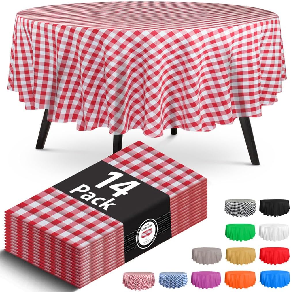 14 Pack Black 54 x 108 in. Rectangle Disposable Plastic Tablecloths - Smooth Decorative Covers for Parties, Weddings