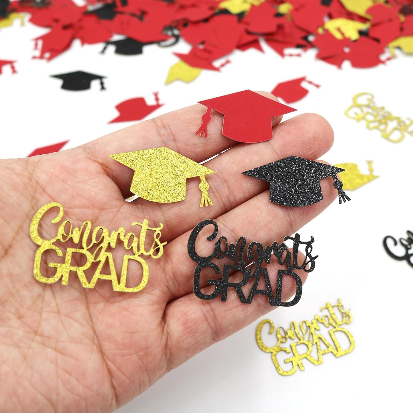 200PC Gold Graduation Confetti Class of 2026 Congrats Grad Confetti for Table Grad Cap Scatters for Graduation party decorations 2026
