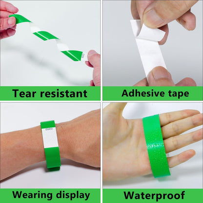 300 Pack Paper Wrist Bands for Events Waterproof Wristbands Lightweight Festival Identification Arm Bands Neon Adhesive Event Bracelets for Party（Black）