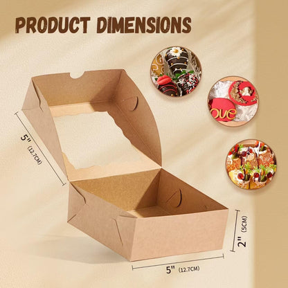 20 Pack Bakery Boxes 5x5x2 Inches Chocolate Covered Strawberries Boxes for 4 Mini Cake & Cookies Macaron Pie Browines boxes