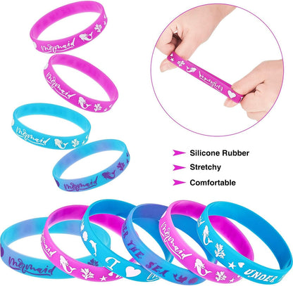 Gejoy 30 Pieces Mermaid Party Favors Mermaid Silicone Wristband Bracelet Under The Sea Parties Wristband Birthday Favors Under The Sea Party Supplies