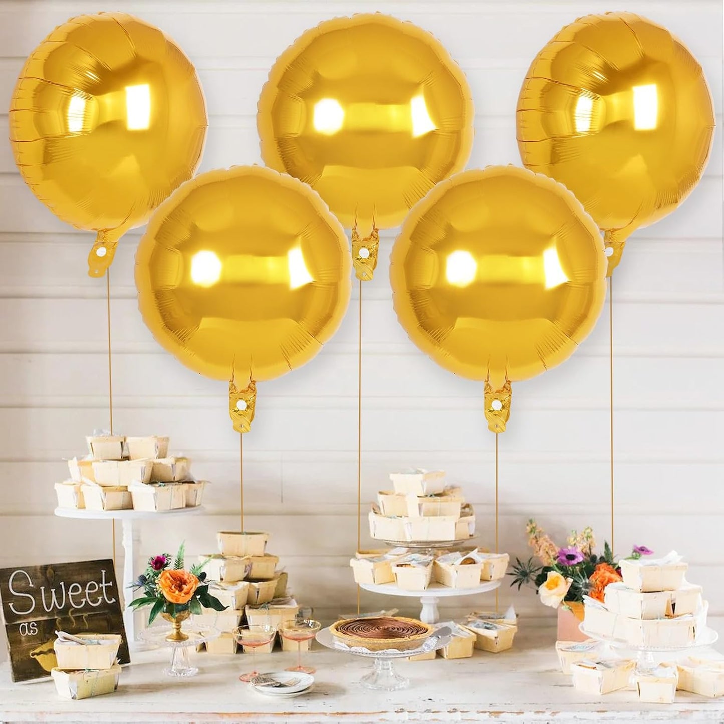20 Pcs Black Round Shaped Balloons,18 Inch Round Foil Balloon,Giant Round Mylar Balloon Helium Balloons for Birthday Party Baby Shower Wedding Decorations (Black)