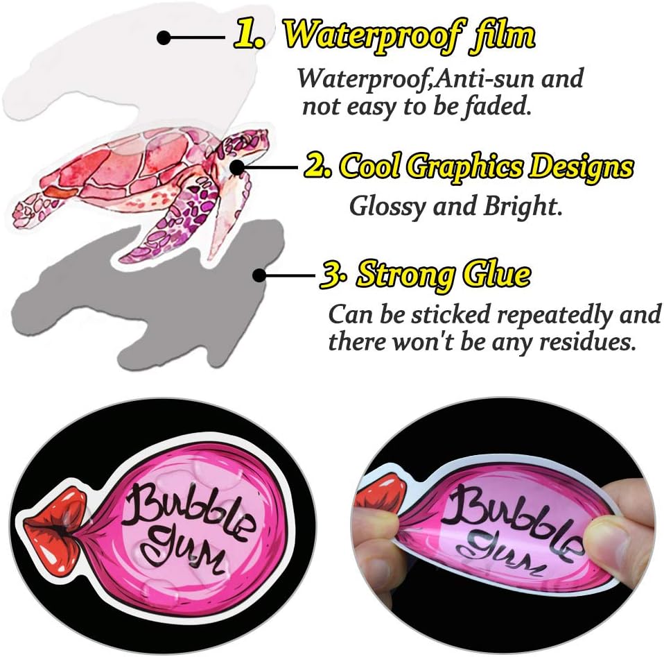 QTL Neon Stickers for Teens & Students Prizes, Waterproof Vinyl Party Favor Stickers, School Rewards, Water Bottle and Laptop, 50PCS - Colors B