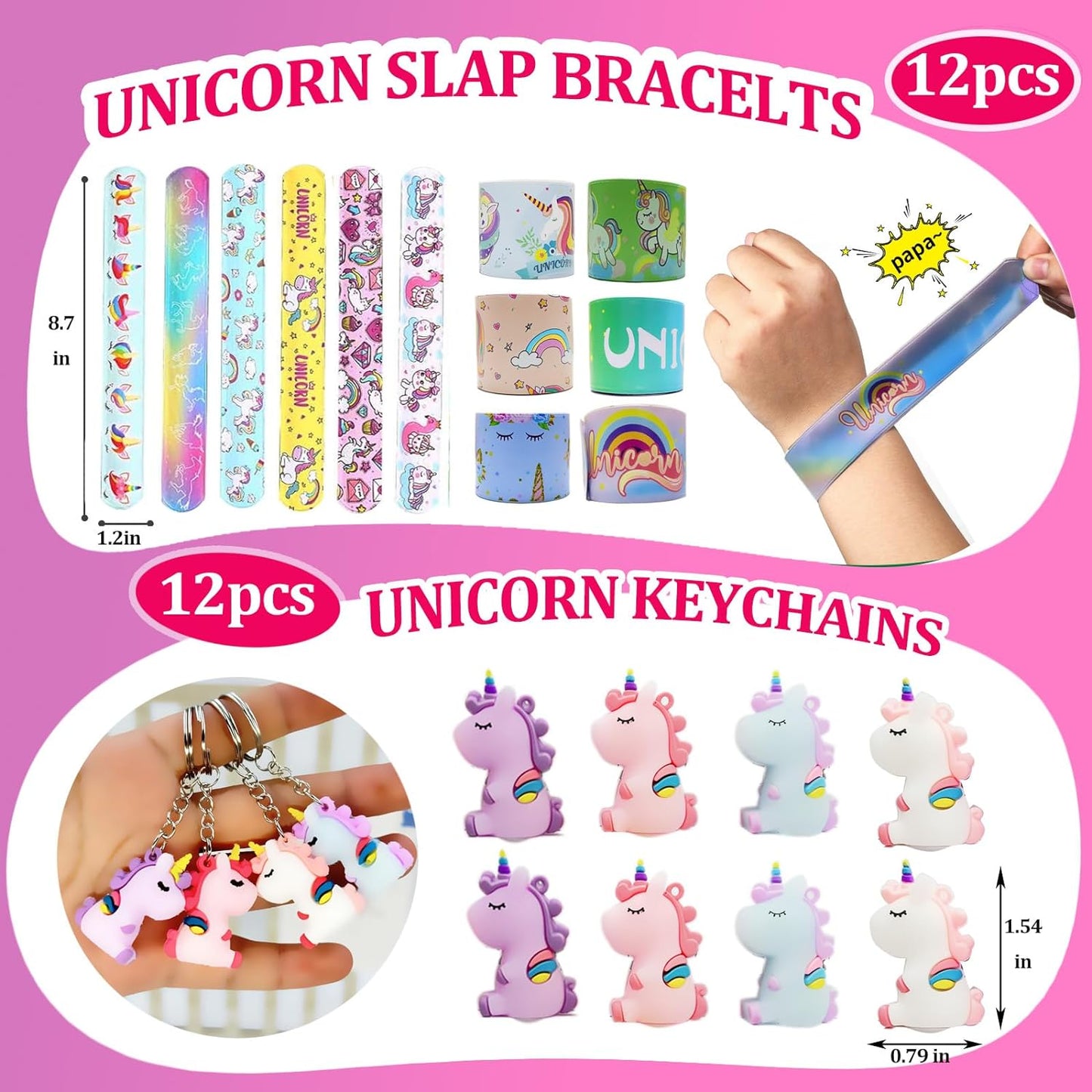 CIRDOTSH Unicorn Party Favors - Kids' Birthday Supplies, Goodie Bags Decorations, Fillers & Toys - Pink