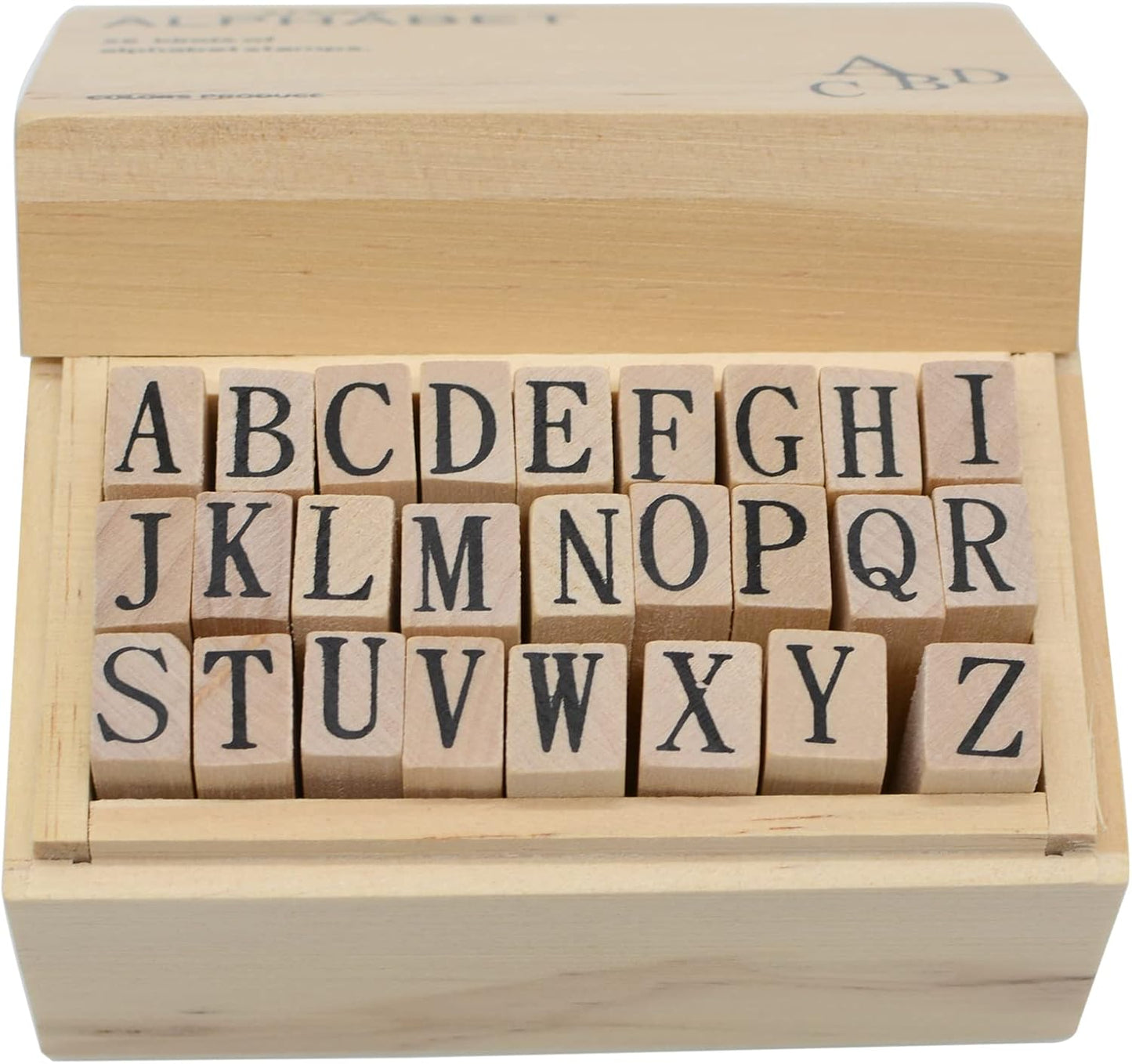 Pack of 36 Pcs Small Wooden Rubber Stamps 0.2 Inch of Letter and Number for DIY Craft Card and Photo Album (B)