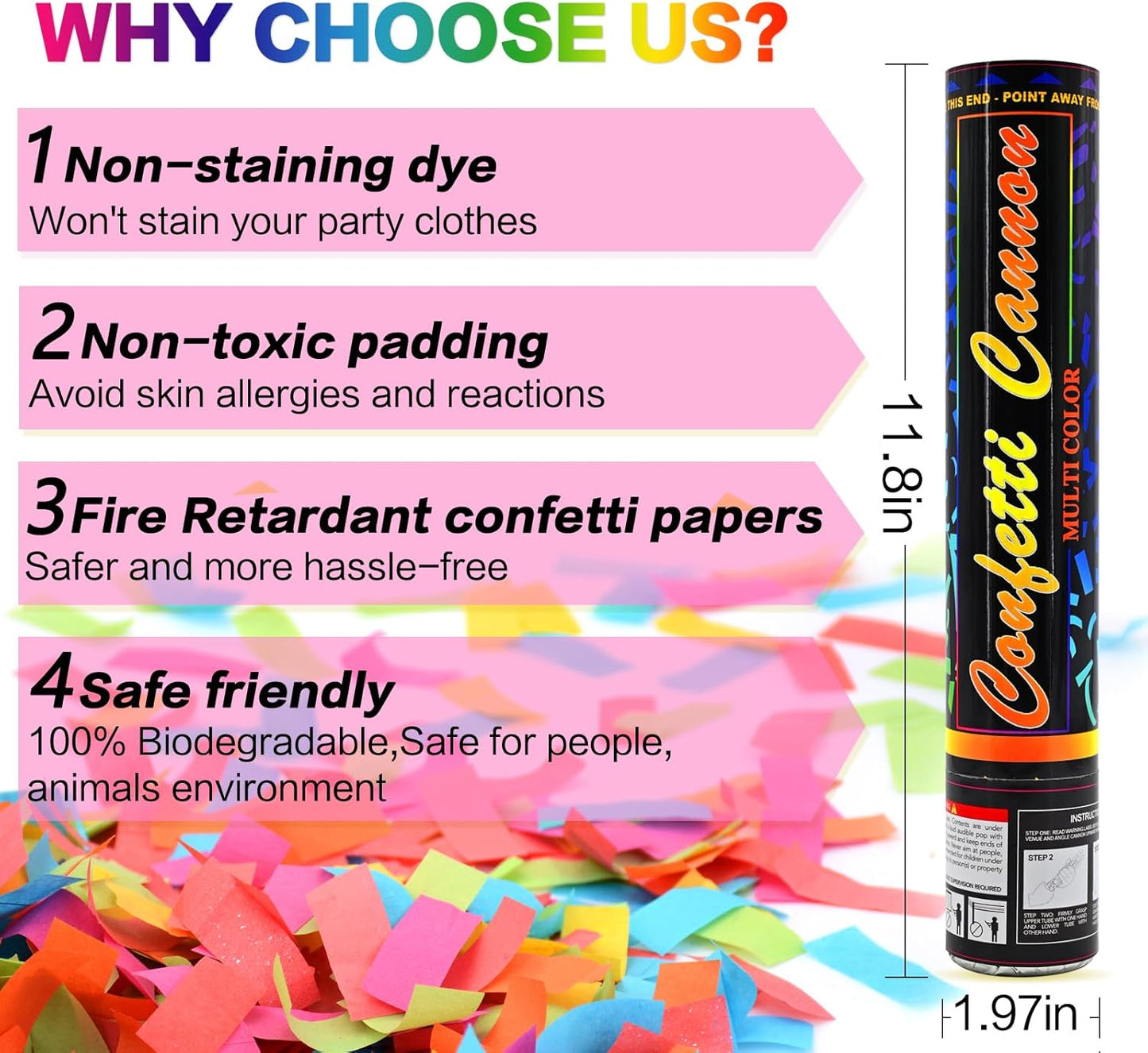 12 Pack Red Biodegradable Confetti Cannon-Confetti Poppers for Wedding, Graduation, Birthday, New Year's Eve Celebration Valentines Day Wedding Engagement Anniversary Bridal Shower Party Supplies