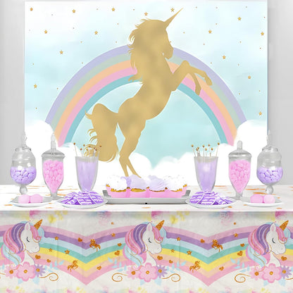 Staraise 3PCS Unicorns Tablecloths for Birthday Decoration, Unicorn Party Decorations Pastel Rainbow DisposableTable Covers for Kids Girls Baby Shower Birthday Party Supplies, 51.2X 86.6inch