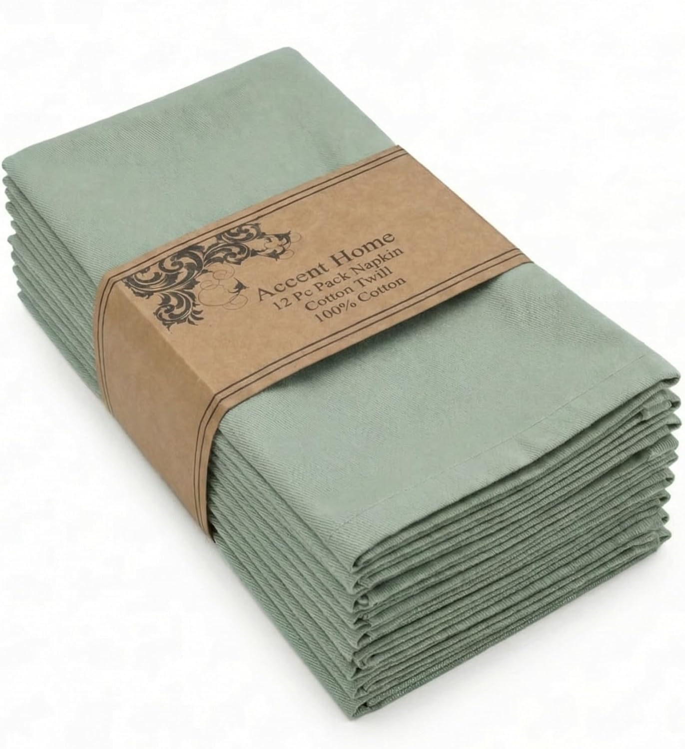 ACCENTHOME Natural Cotton Linen Napkin Set of 12 18x18 inch Dinner Napkins - Washable Soft Premium Hotel Quality Reusable Hemmed Edges Napkins Perfect Table Linens for Family Dinners, Weddings