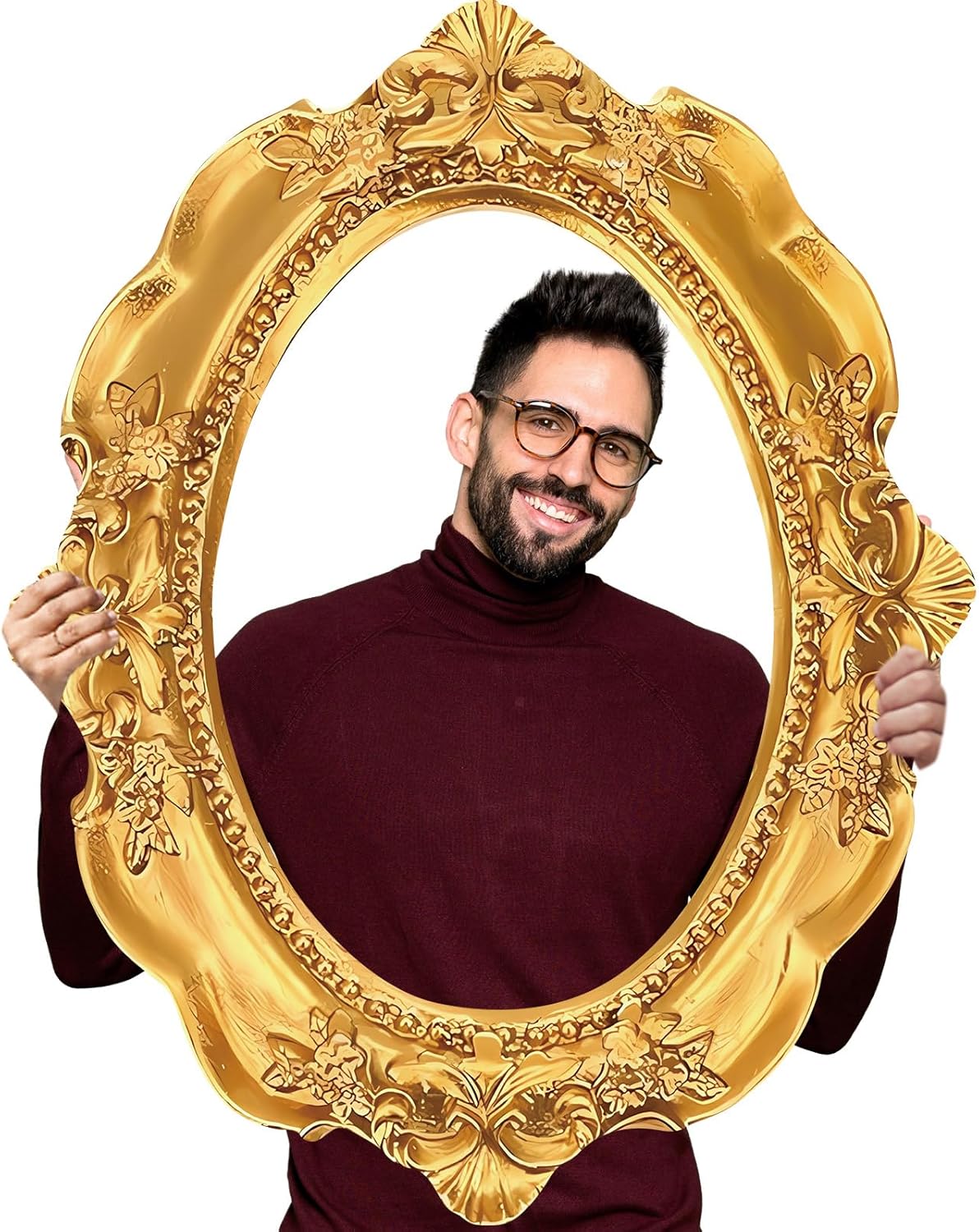 Beeveer Upgraded 32 x 24 Inch Large Photo Booth Props Picture Frame Vintage Photo Frame Friends Selfie Props for Wedding Mexico Birthday Bachelorette Party Supplies(Gold Style)