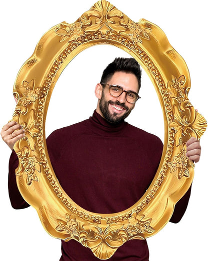 Beeveer Upgraded 32 x 24 Inch Large Photo Booth Props Picture Frame Vintage Photo Frame Friends Selfie Props for Wedding Mexico Birthday Bachelorette Party Supplies(Gold Style)